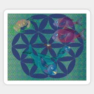 Ocean life in the circle of the flower of life Sticker